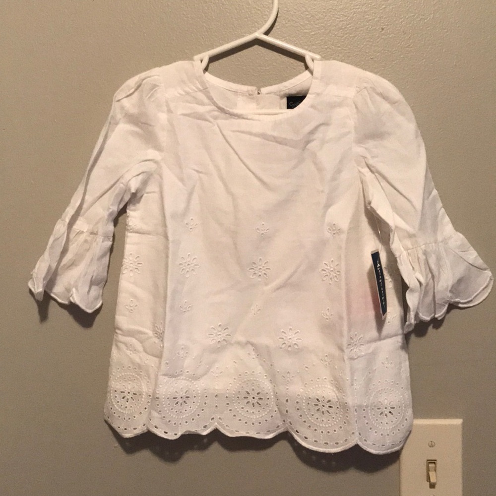 White Cynthia Rowley cotton bell sleeved blouse